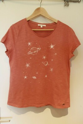 Tom Tailor Denim Star Planets Salmon Beige T Shirt Size L