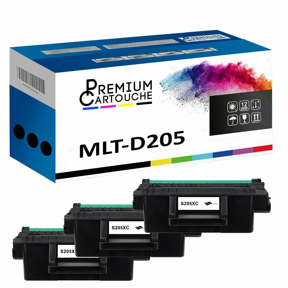 Toner MLT-D205L noir compatible Samsung lot de 3 cartouches haute capacite