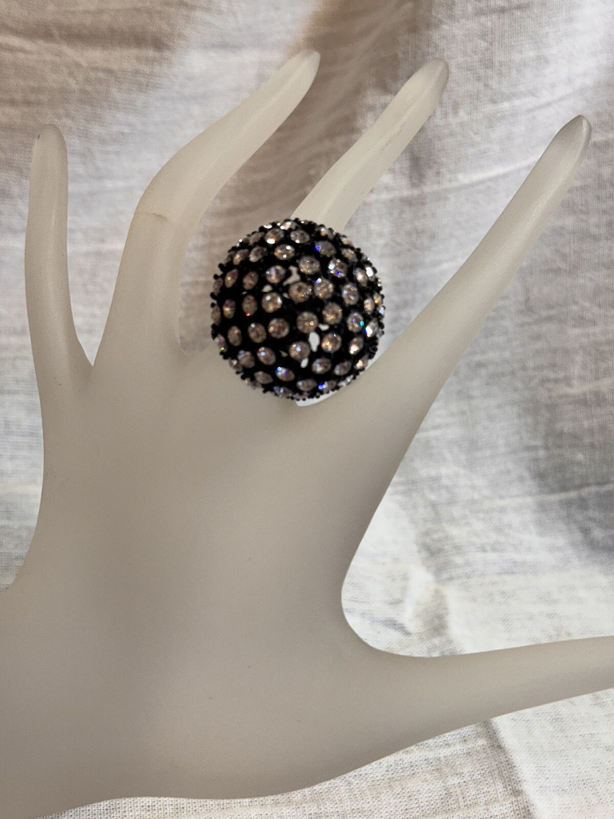 Rhinestone Dome Style Statement Ring Adjustable - image 6