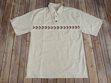 Guayabera Style Embroidered Shirt Beige Short Sleeve
