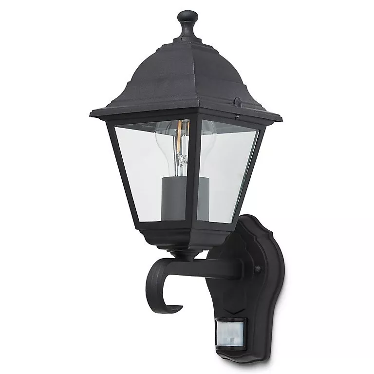 BLOOMA VARENNES MATT BLACK MAINS POWERED HALOGEN OUTDOOR LANTERN WALL LIGHT