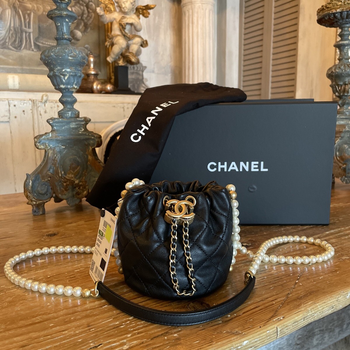 Chanel About Pearls Mini Leather Bucket Bag NWT | eBay
