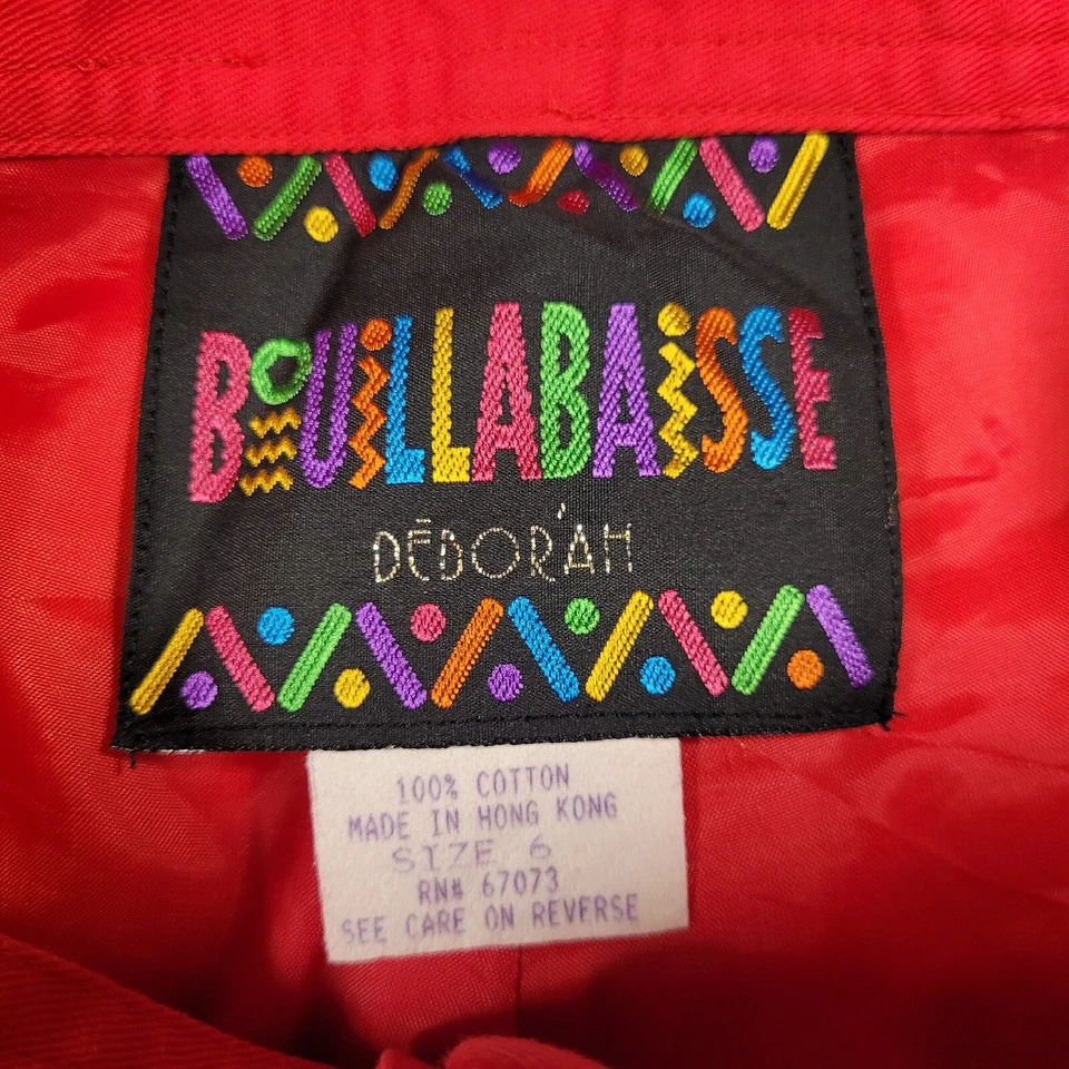 Pantalón De Colección Bouillabaisse por Deborah, Rojo Forrado Para Mujer Talla 6 Algodón Suelto RARO Años 80 Foto 2 de 4