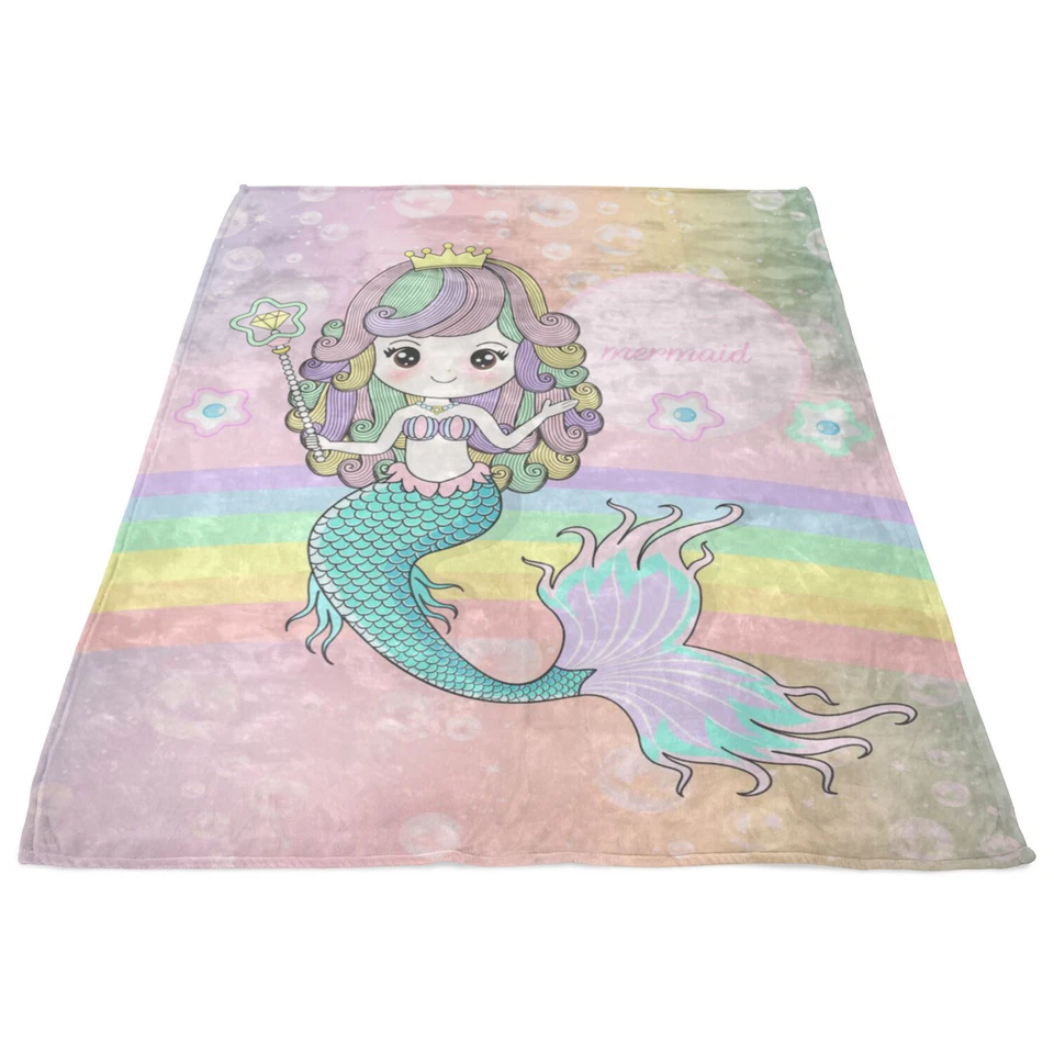 Manta de amante de sirena de lana Minky con nombre personalizado, manta de sirena para niños y adultos Foto 4 de 4