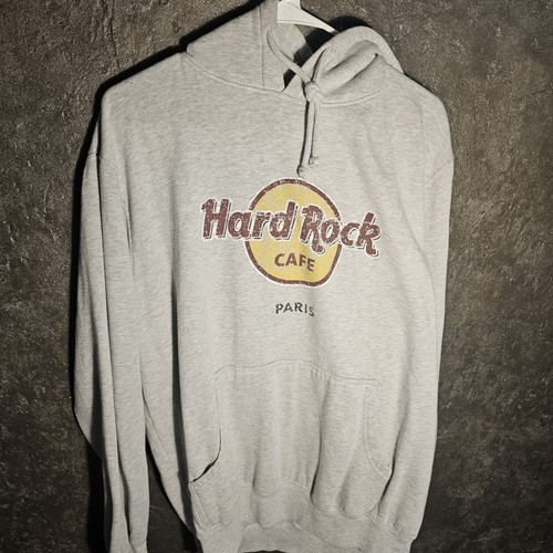 Y2K Paris Hard Rock Cafe Hoodie Adult XL Long Sleeve Mens Pullover - Picture 2 of 5