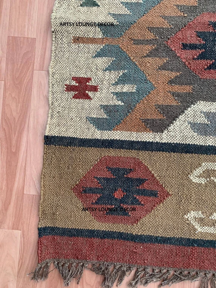 Indian Runner Rug Bedside Runner Modern Home Decor Handmade Stairs Mat Carpet - Image 2 of 4