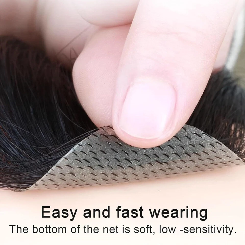 Lace Frontal Hairpiece Hairline Tape in Human Hair Topper Replacement Toupee wig - Image 3 of 4