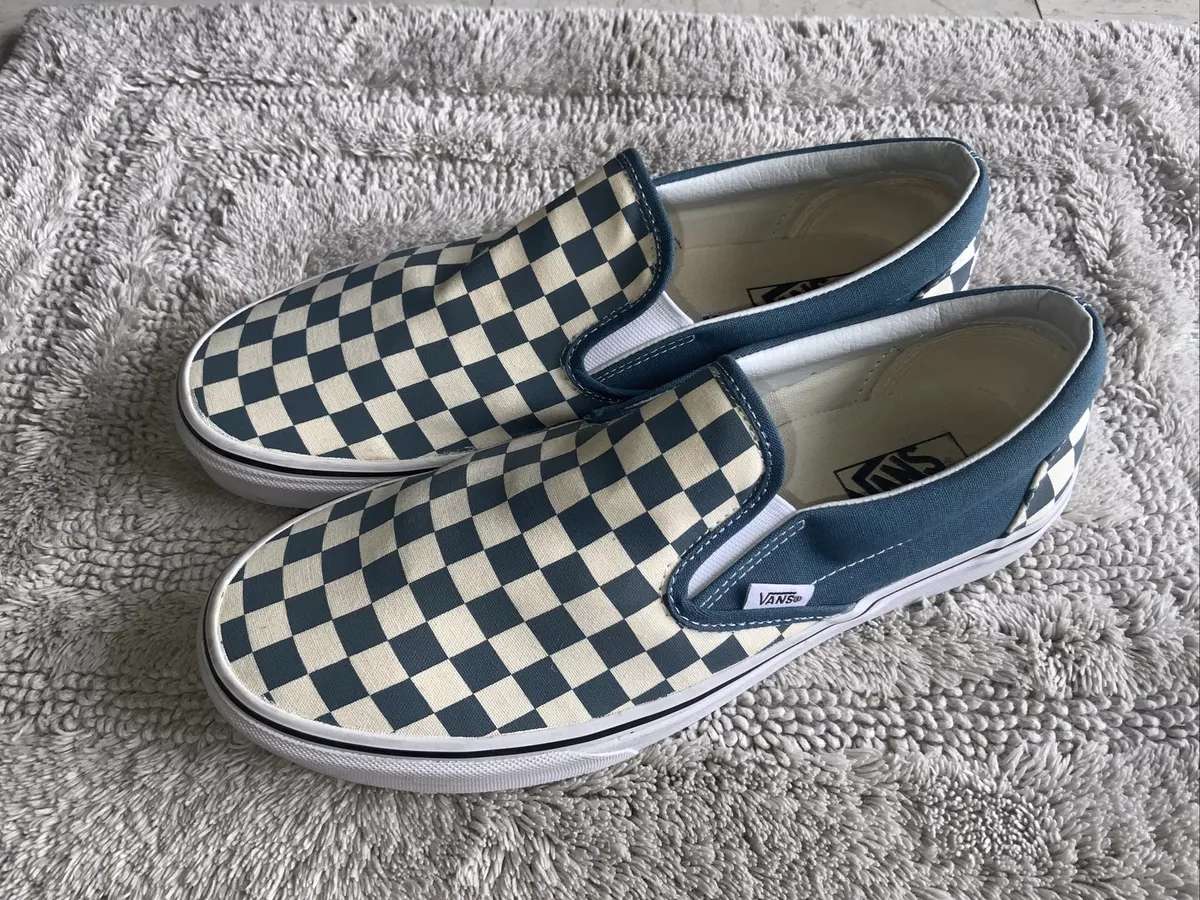 Vans ASHER Checkerboard Royal Blue White Slip On Shoes eBay