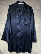 Vintage Victoria's Secret Satin Polyester Button Up Sleep Shirt Long Sleeve M
