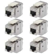 6x Cat6A RJ45 Keystone Jack Shielded Network LAN 180 Degrees 110 Punch Down 8P8C