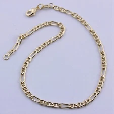 Women Gold Filled 3mm Gold Figaro Chain non-Fade Anklet Foot Bracelet 9.5"