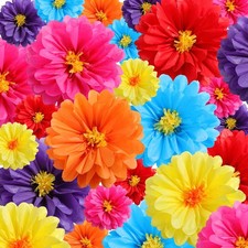 24 Pcs 10" 20" Giant Mexican Fiesta Paper Flowers Colorful Tissue Crepe Flowe...