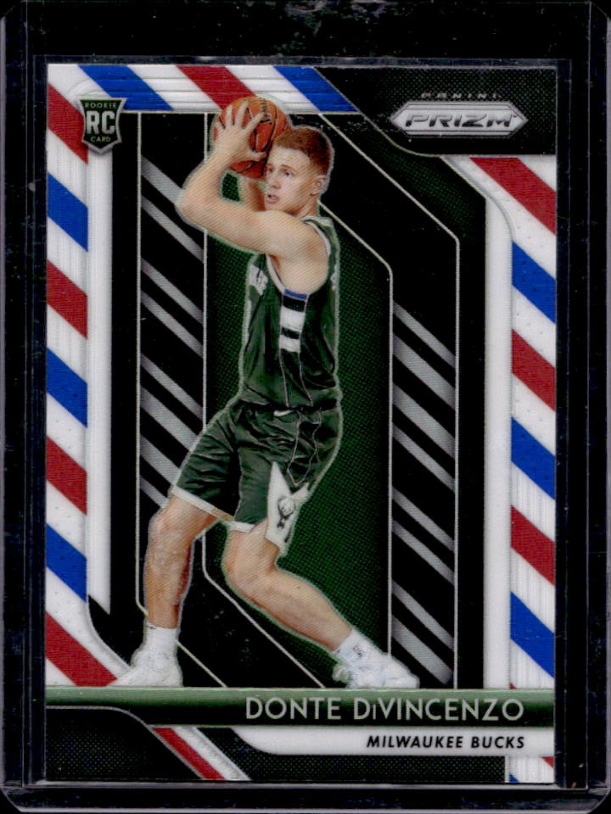 2018-19 Panini Prizm Donte DiVincenzo RC Prizm Red White and Blue #246 Bucks