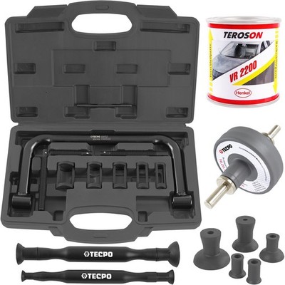 TECPO VENTIL FEDERSPANNER WERKZEUG SATZ VENTILLÄPPER + VENTILSCHLEIFPASTE 100 ml