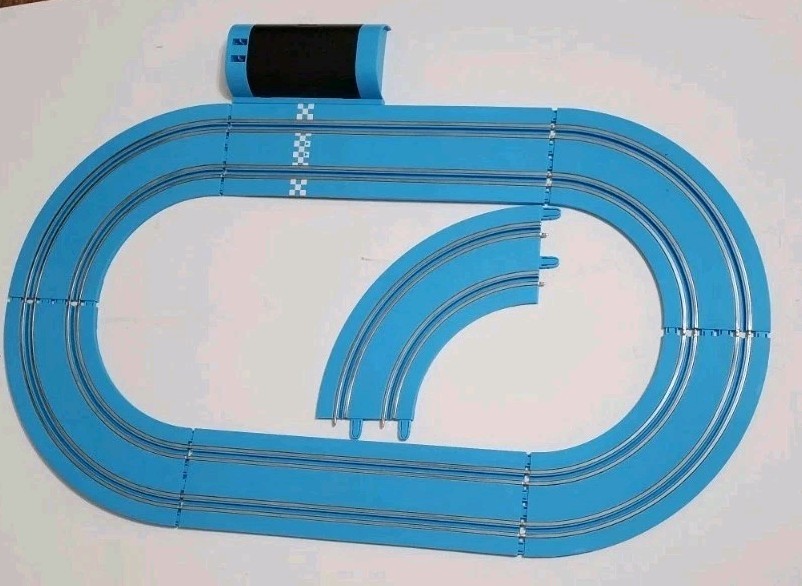 Carrera First Blue Mario Kart Slot Car Race Track Lot Of 7 W/ Power Supply