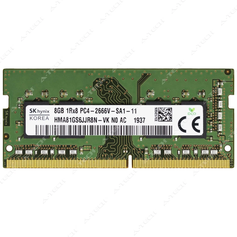 Memoria RAM HMA81GS6JJR8N-VK Hynix 8 GB DDR4 2666 MHz PC4-21300 1Rx8 SODIMM para computadora portátil