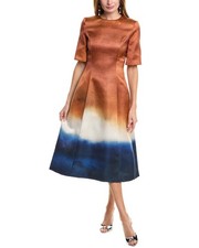 Oscar De La Renta Abstract Ombre Silk-Lined Midi Dress Women's