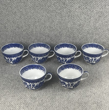 Washington Pottery Old Willow Blue & White Teacup Set Of 6 Vintage