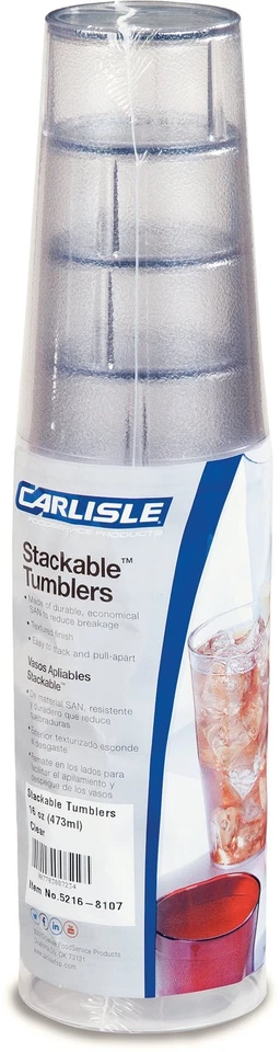 Carlisle 52168107 Stackable ShatterResistant Plastic Tumbler, 16 oz., Clear (Pac - Image 1 of 4