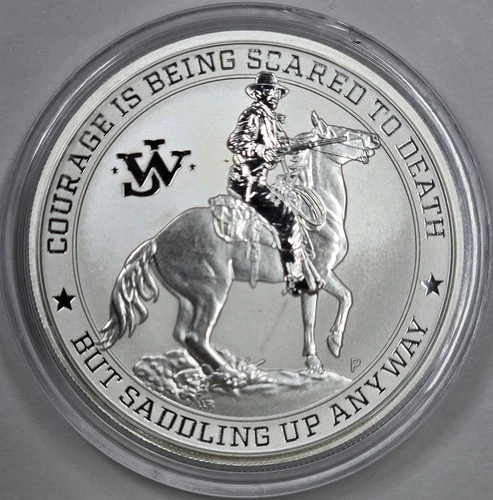 2021 1oz .9999 Silver Tuvalu John Wayne COURAGE Reverse Proof Round in a Capsule