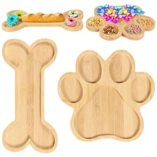 2 Pcs Cute Shaped Bamboo Serving Tray, Paw and Bone Shaped Charcuterie Boards...