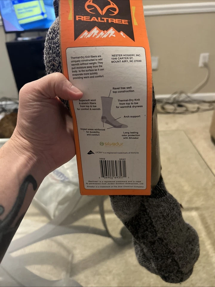 REALTREE 2 PAIR HEAVYWEIGHT MEN'S MEDIUM DRY KNIT THERMAL SOCKS BOOT Shoe 6-9  - Image 3 of 3