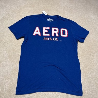 Aeropostale Men s Medium Graphic T-Shirt NWT Royal Blue AERO Phys Ed Cotton Tee