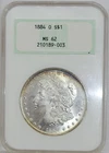 New Listing1884-O Morgan Silver Dollar NGC MS62 Old Big Fat Fatty Holder Green Border Toned