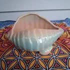 Vintage Shawnee Pink & Blue Pottery Conch Shell Small Planter USA 665