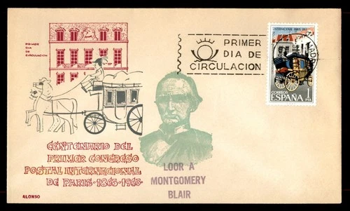 Mayfairstamps Spain FDC centenary of the first international postal congress of