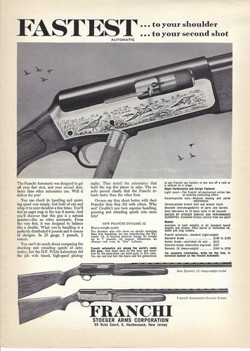 1965 Stoeger Arms Franchi Automatic Fastest Second Shot Vintage Print Ad/Poster