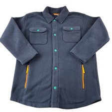 L.L. Bean Kids' Cozy Fleece Shirt Jacket Blue Snap button size Large 14-16