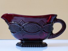 AVON - 1876 Cape Cod Collection Ruby Red - Footed Gravy - Sauce Boat