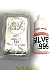 FAKE SILVER TESTER KIT .999 Silver Testing Acid Solution and FAKE SILVER BAR