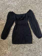 Women's Bodycon Little Black Dress Puff Sleeves Size S