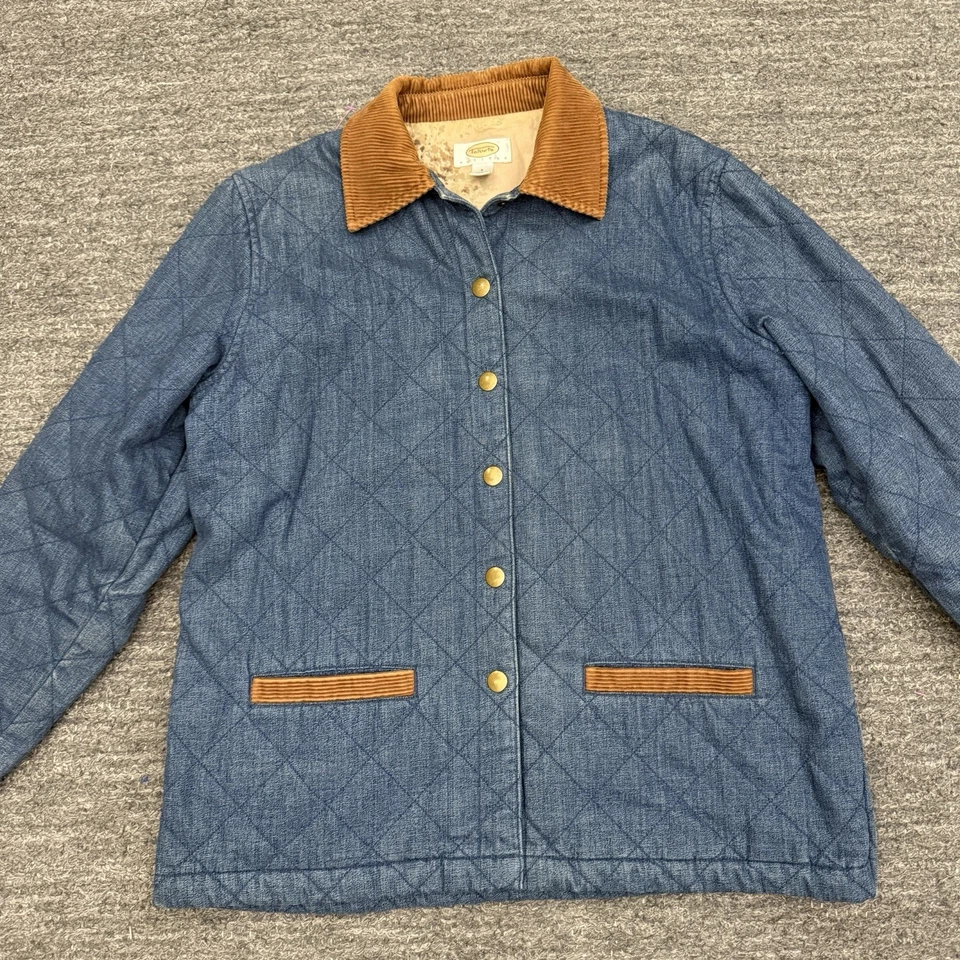 Chaqueta Talbots Barn Chore Pequeña Pequeña Acolchada Forrada Denim Pana De Colección Años 90 Foto 2 de 4