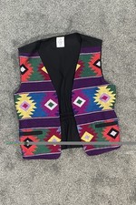 Guatemalan Handwoven Embroidered Vest Womens Large Festival Western Vibrant