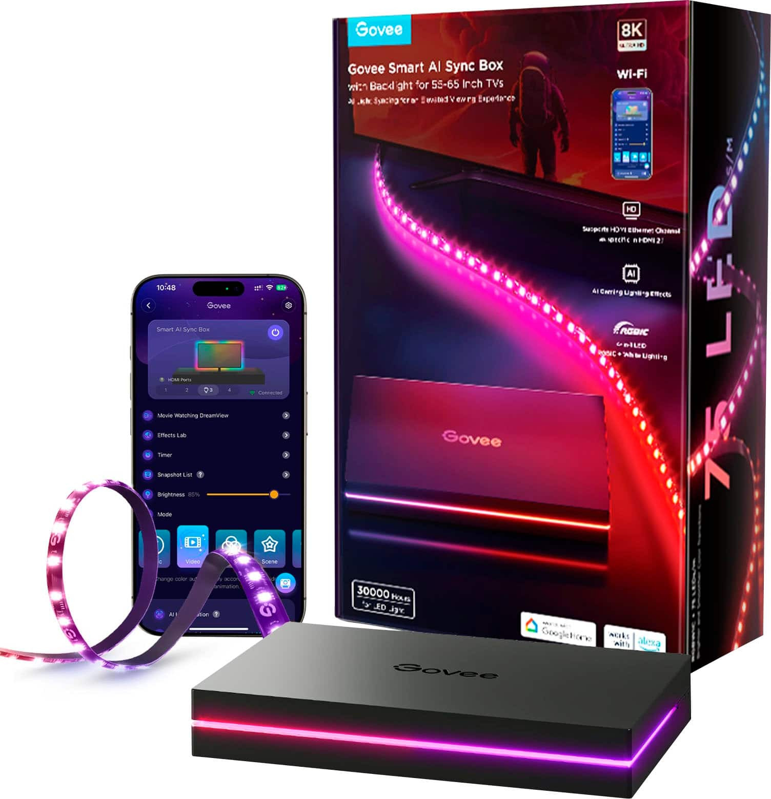 Комплект Govee - AI Gaming & TV Sync Box для 55-65-дюймовых телевизоров - Мульти
