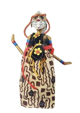 Indonesian Wayang Golek Rod Puppet Javanese 6-1/2" Handcrafted Indonesia Java