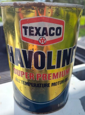 2 Vintage Full Texaco Havoline Supreme SAE 10W-40 Motor Oil 1 Qt Paper Can