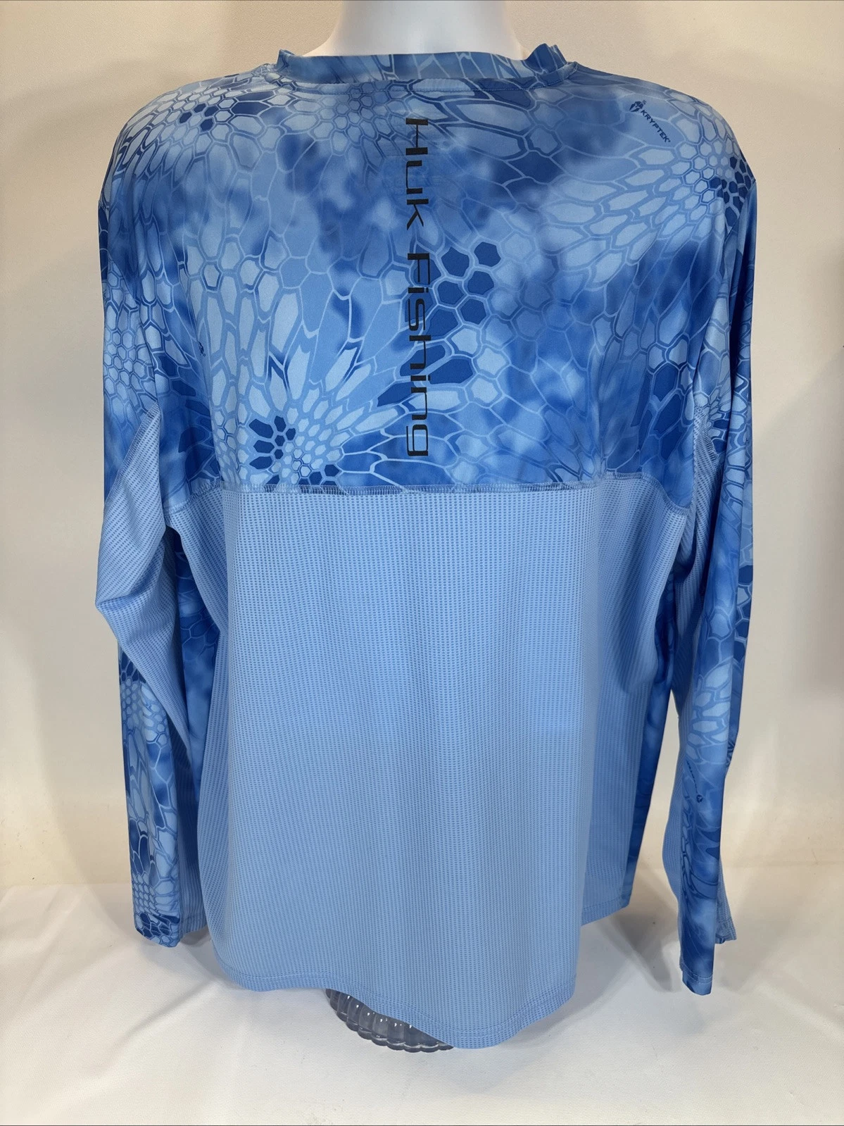 Huk Performance Fabric Fishing Shirt Mens XL Blue Long Sleeve Logo Kryptek
