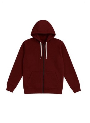 Deep Burgundy Full Zip Hoodie Unisex Heavyweight Cotton Soft Warm