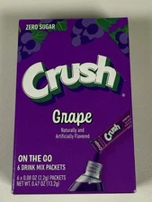 🥤 Grape Crush Singles to Go Sugar Free Drink Mix 6 ct Box -Comb.SHIP +$1/ea