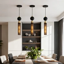 Modern Black Gold 3 Pack Pendant Light Ceiling Chandelier Kitchen Island Fixture