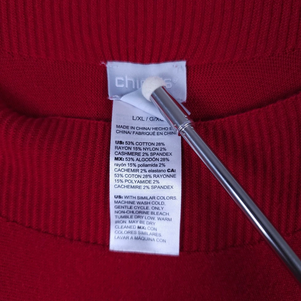 Suéter Chicos Mujer L XL Rojo Algodón Cachemira Poncho Envoltura Amapola Salvaje Tejido Suave Foto 4 de 4