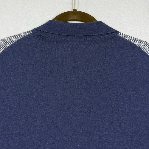 Canali Polo Shirt Mens XL 1/4 Zip Knit Short Sleeve Pullover Textured Italy 54 - Picture 9 of 13