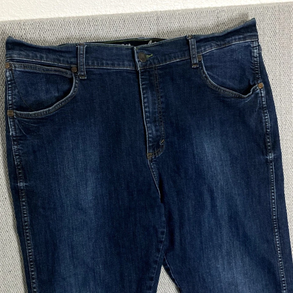 Wrangler Retro Slim Straight Jeans Mens 38X34 Blue Dark Wash Cowboy Western - Image 4 of 4