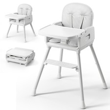 3-in-1 Portable Baby High Chair for Babies and Toddlers, Convertible Grey
