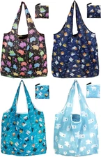 Reusable Grocery Bags, Nylon Tote Bag Gift For Women, Reusable Shopping Bags Wit