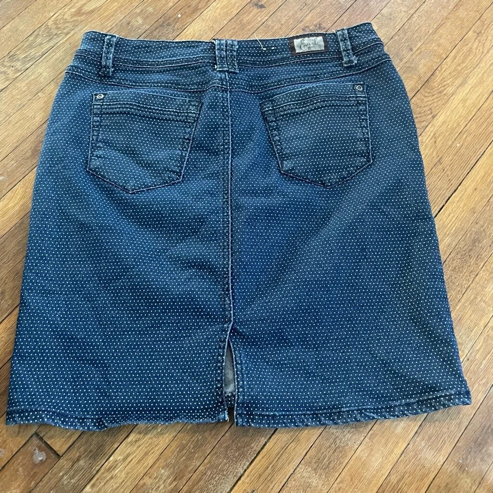 Earl Jean Swiss micro dot denim midi skirt - Image 2 of 4